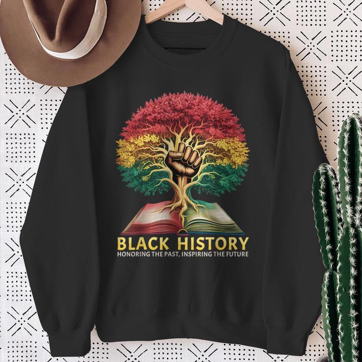 History Inspiring Future Fist Tree Book Roots Sweatshirt Gifts for Old Women