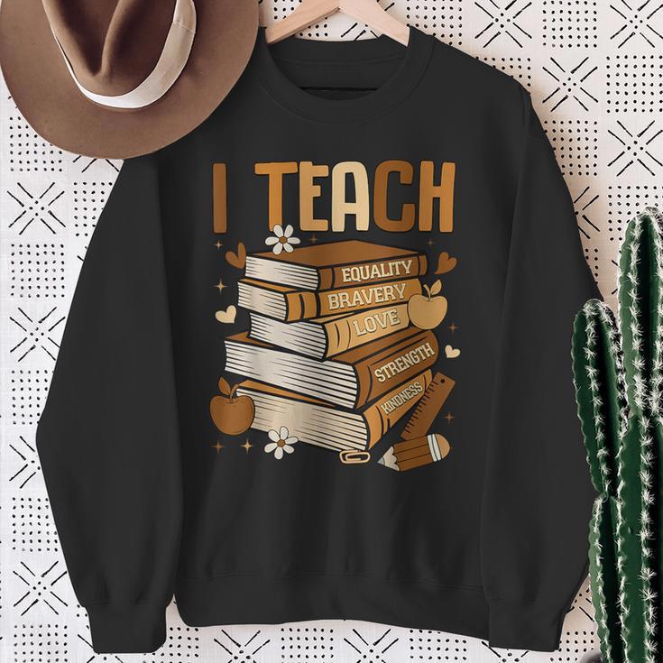 History Month I Teach Melanin Book Black Teacher Sweatshirt Gifts for Old Women