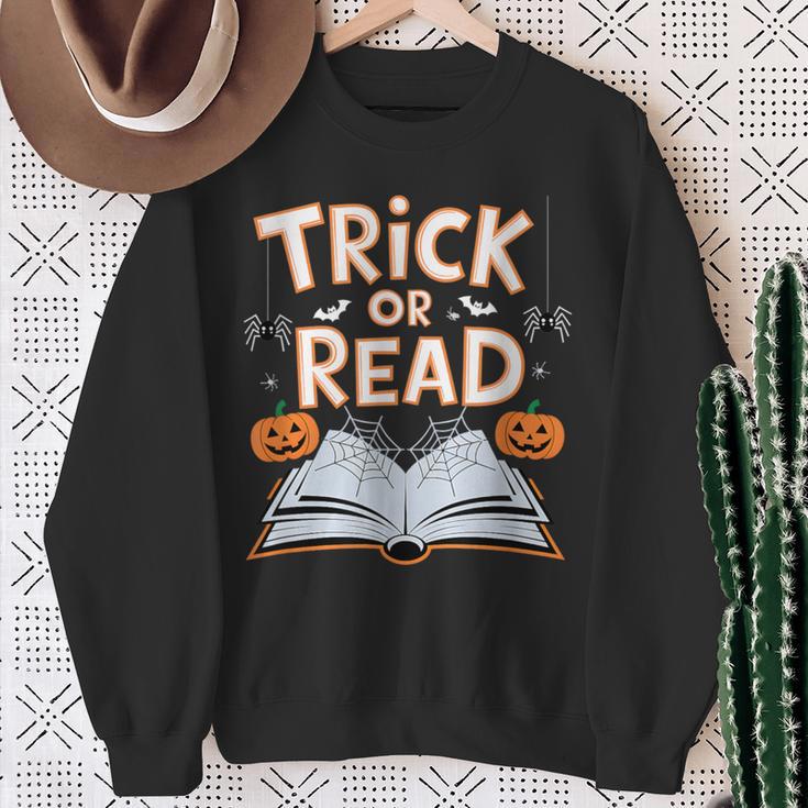 Trick Or Read Reading Book Halloween Pun Sweatshirt Gifts for Old Women