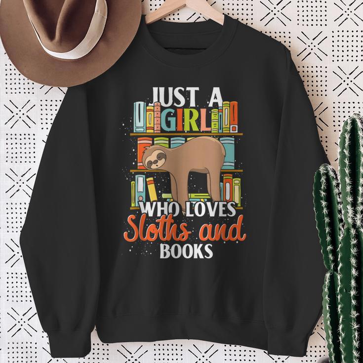 Tropical Zoo Animal Books Reading Sleeping Sloth Girl Sweatshirt Gifts for Old Women Tropical Zoo Animal Books Reading Sleeping Sloth Girl Sweatshirt Gifts for Old Women