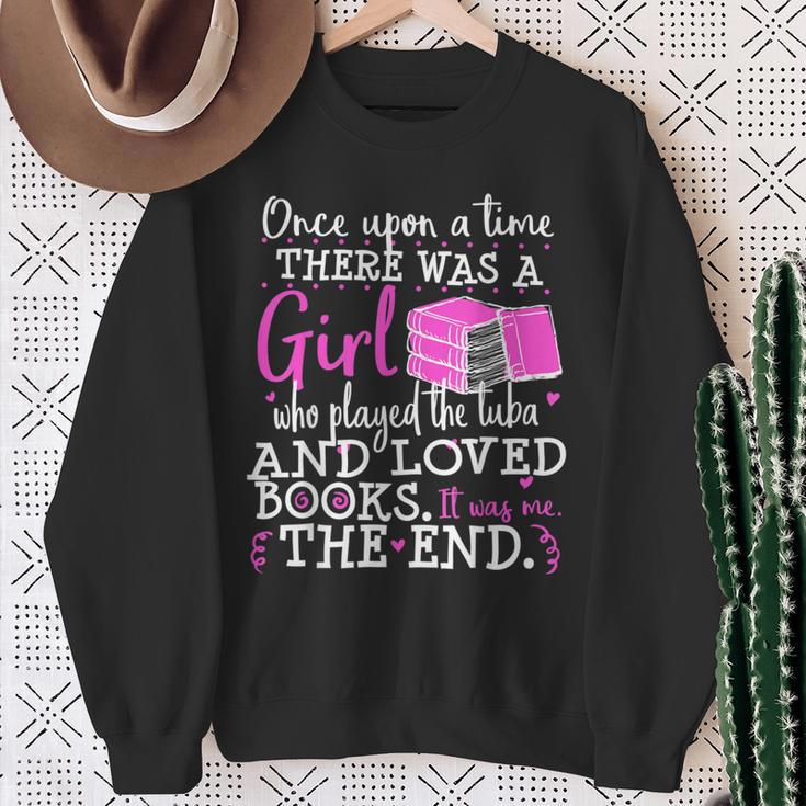 Tuba Player Book Lover Nerd Marching Band Reader Geek Sweatshirt Gifts for Old Women