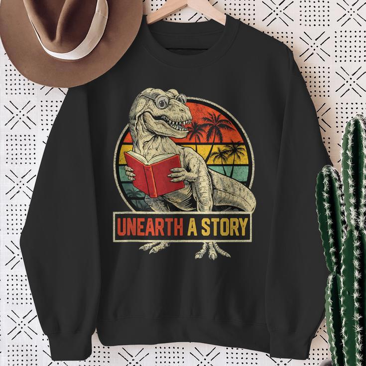 Unearth a Story Dinosaur Reading Book DinoRex Summer 2026 Sweatshirt Gifts for Old Women