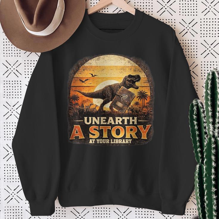 Unearth Story Summer Reading 2026 Dinosaurs Library Reading Sweatshirt Gifts for Old Women