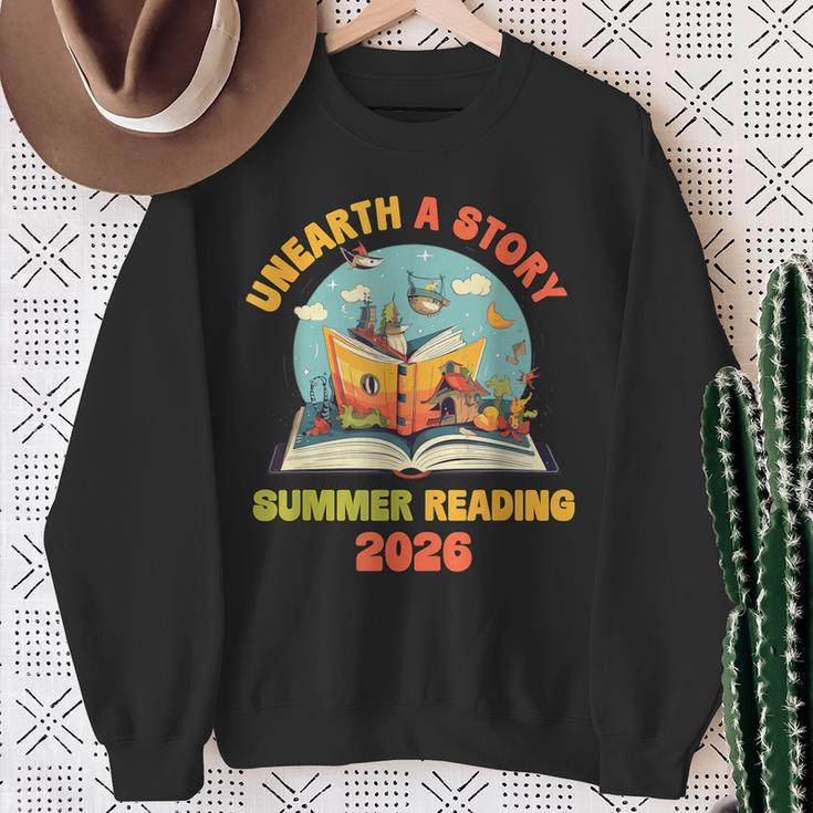 Unearth a Story Summer Reading 2026 Librarian Book Library Sweatshirt Gifts for Old Women