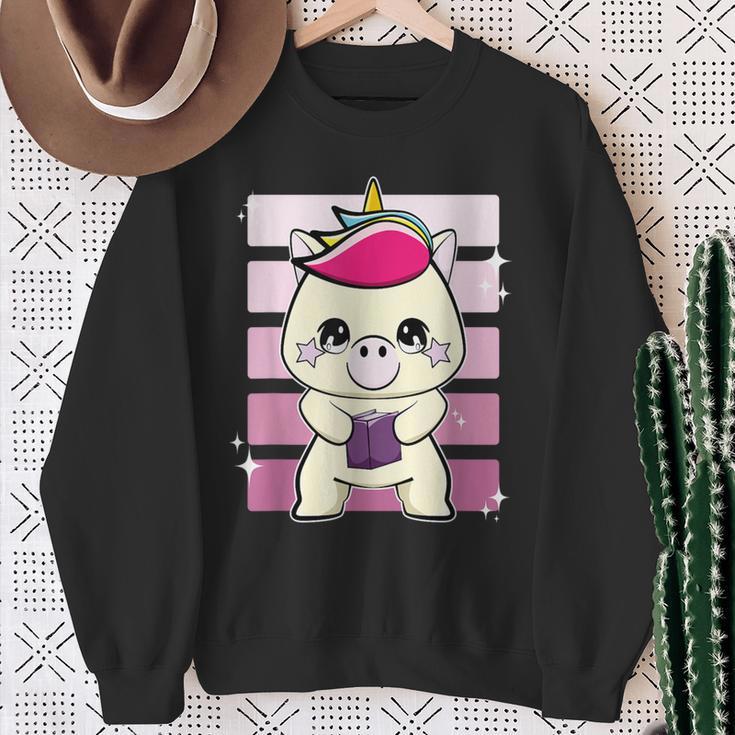 Unicorn With Book Sweatshirt Gifts for Old Women Unicorn With Book Sweatshirt Gifts for Old Women