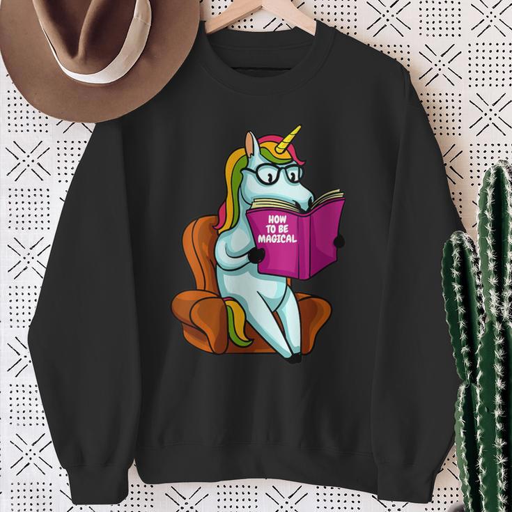 Unicorn Librarian For A Teacher Reading Book In School Sweatshirt Gifts for Old Women