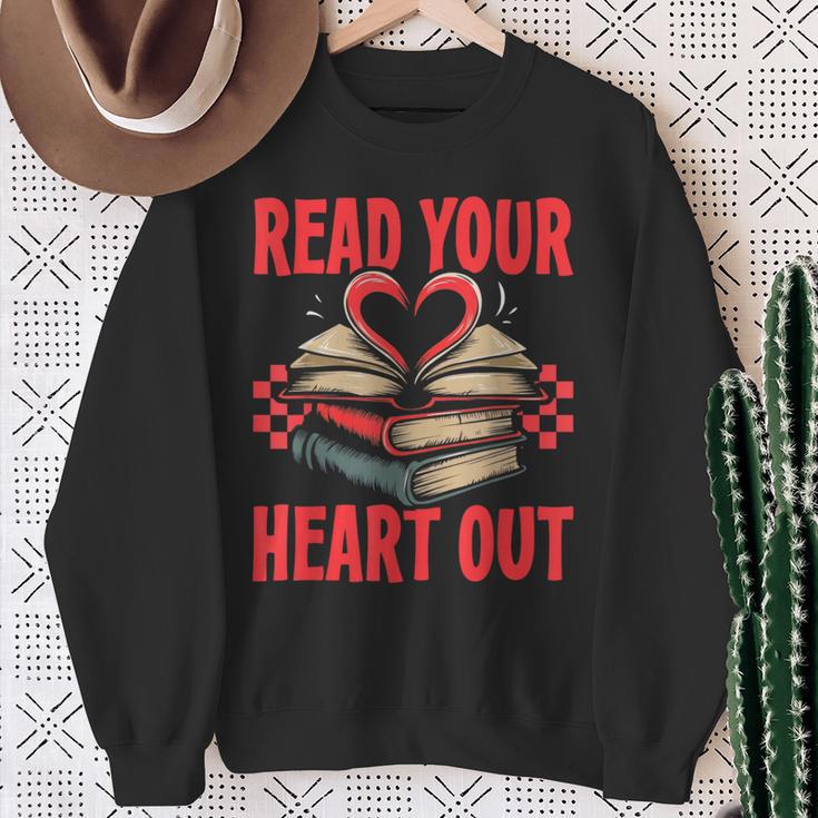 Valentine Book Read Your Heart Out Lover For Teens Kids Sweatshirt Gifts for Old Women