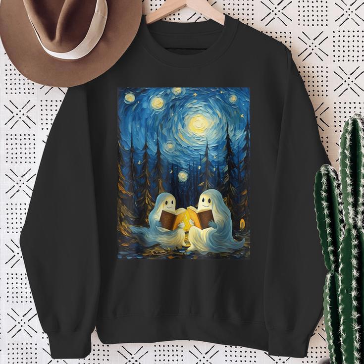 Van Gogh Starry Night Ghost Book Reading Camping Halloween Sweatshirt Gifts for Old Women Van Gogh Starry Night Ghost Book Reading Camping Halloween Sweatshirt Gifts for Old Women