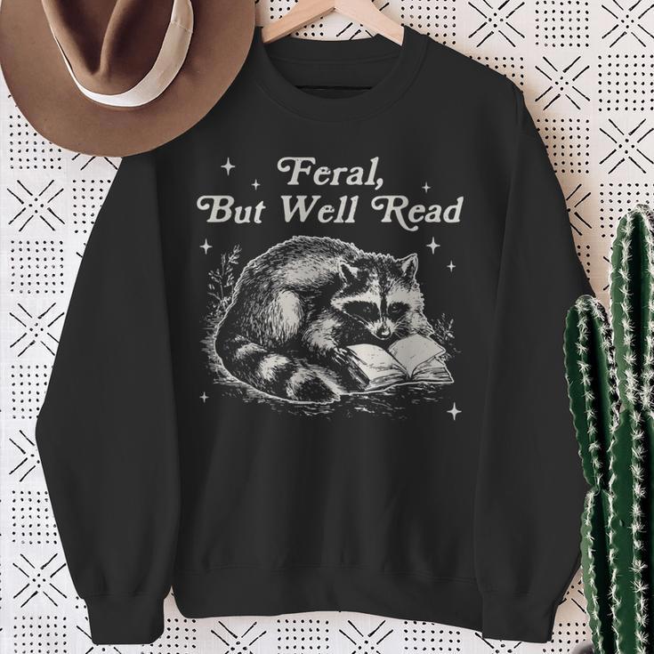 Vintage Feral But Well Read Raccoon Reading Book Lover Sweatshirt Gifts for Old Women Vintage Feral But Well Read Raccoon Reading Book Lover Sweatshirt Gifts for Old Women