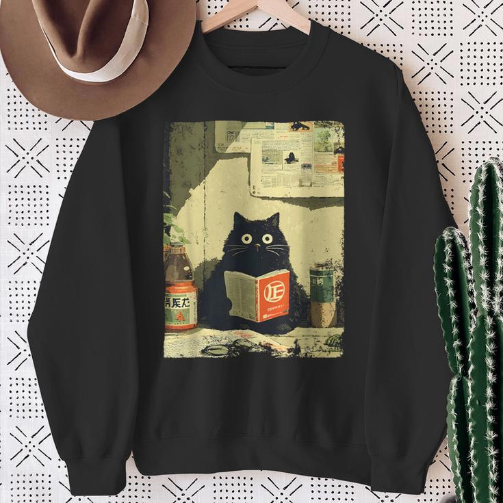 Vintage Japanese Cat Book Lovers Librarian Cat Dad Teacher Sweatshirt Gifts for Old Women Vintage Japanese Cat Book Lovers Librarian Cat Dad Teacher Sweatshirt Gifts for Old Women