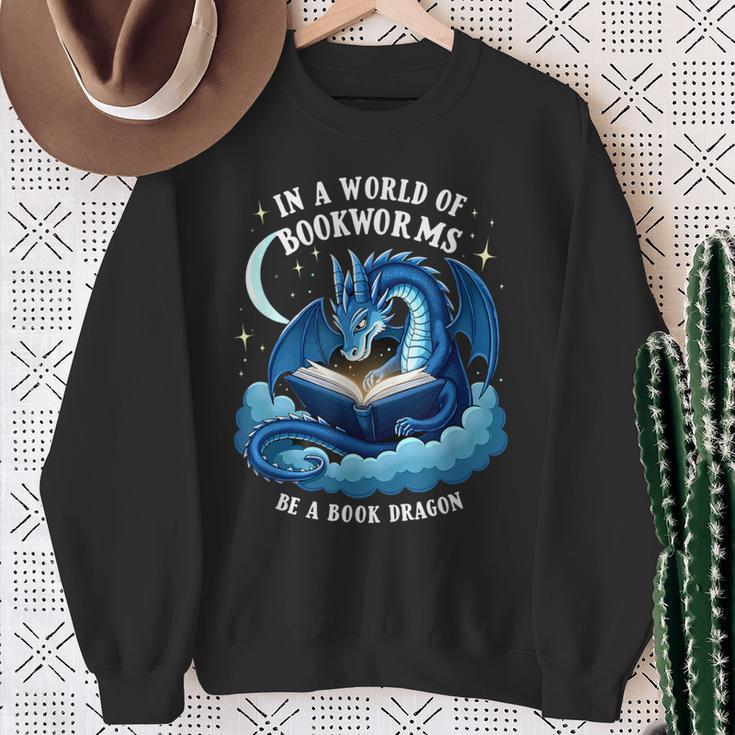 Vintage In A World Of Bookworms Be A Book Dragon Sweatshirt Gifts for Old Women Vintage In A World Of Bookworms Be A Book Dragon Sweatshirt Gifts for Old Women