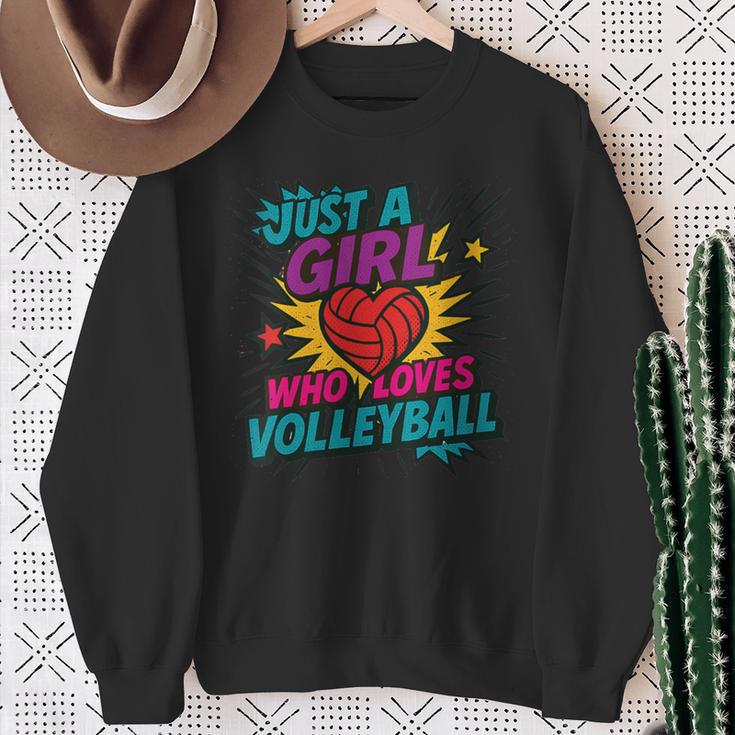 Volleyball Comic Book Art Just a Girl Who Loves Volleyball Sweatshirt Gifts for Old Women