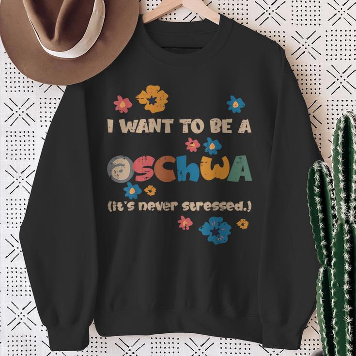 I Want To Be A Schwa Read Book Reading Librarian Sweatshirt Gifts for Old Women