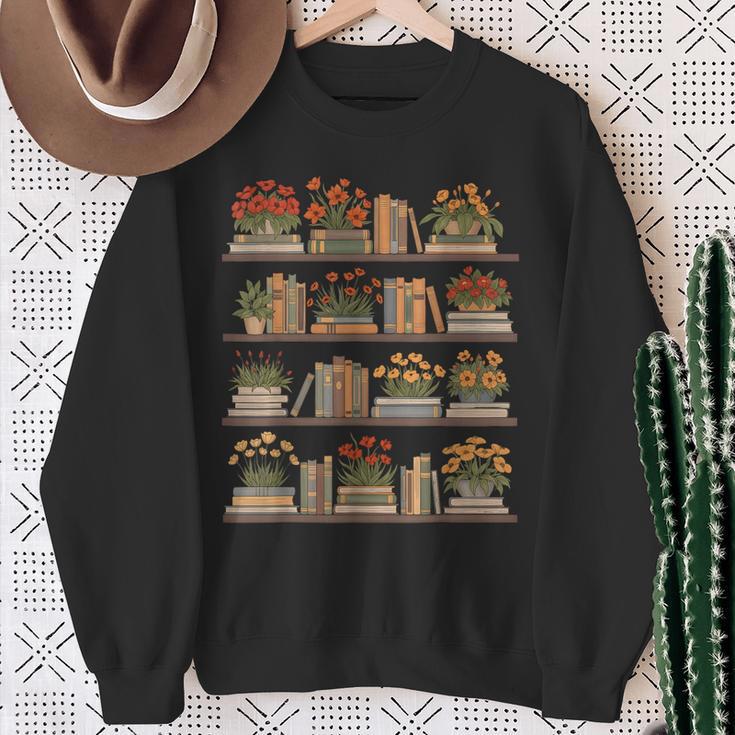 Whimsical Books And Blooms Sweatshirt Gifts for Old Women