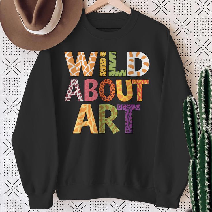 Wild About Art Books Animal Safari Children's Art Teacher Sweatshirt Gifts for Old Women