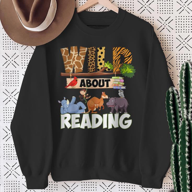 Wild About Reading Book Lover Bookworm Library Day Sweatshirt Gifts for Old Women Wild About Reading Book Lover Bookworm Library Day Sweatshirt Gifts for Old Women