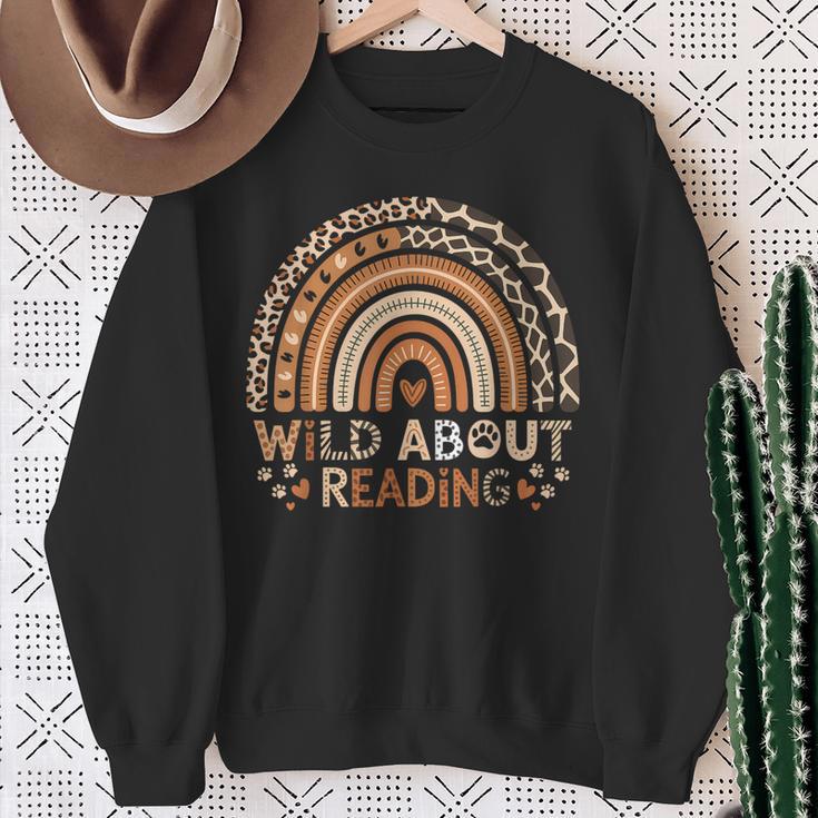 Wild About Reading Books Reader Lover Bookworm Library Day Sweatshirt Gifts for Old Women