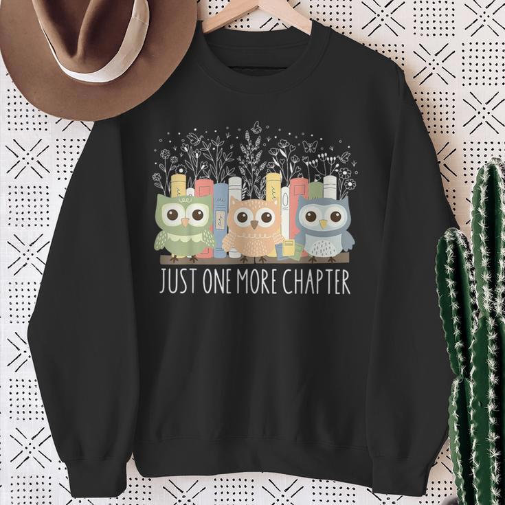 Wildflower Just One More Chapter Owl Book Lover Reader Sweatshirt Gifts for Old Women