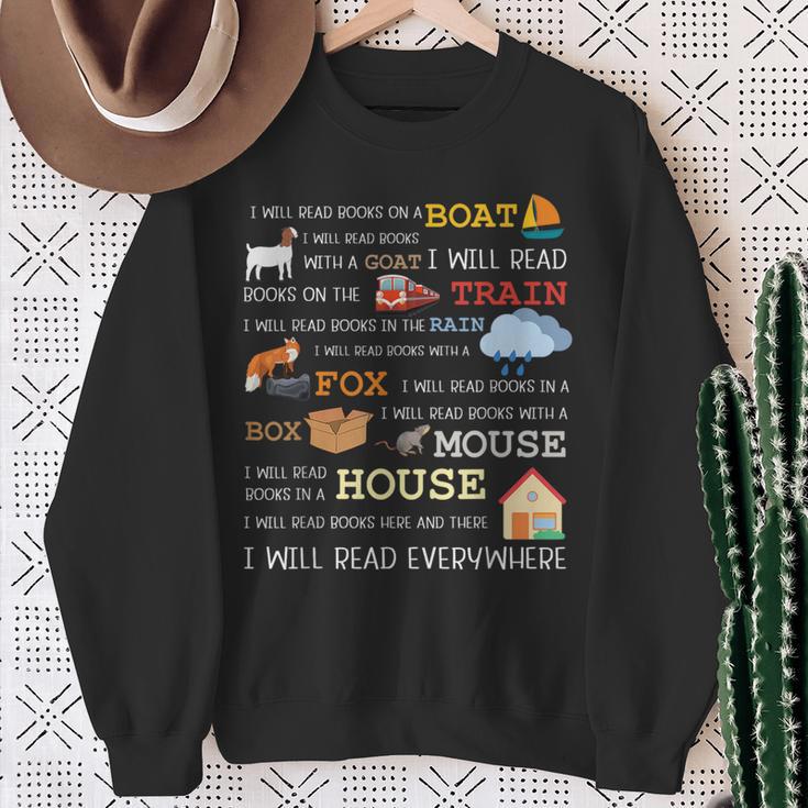 I Will Read Books On a Boat & Everywhere Reading Sweatshirt Gifts for Old Women