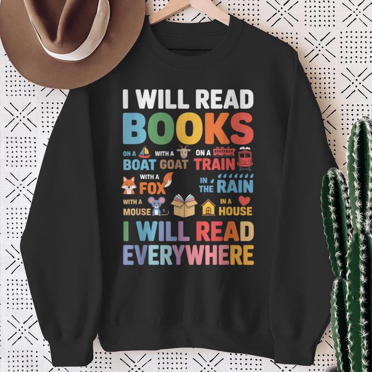 I Will Read Books On A Boat With a Goat On Train Book Lover Sweatshirt Gifts for Old Women