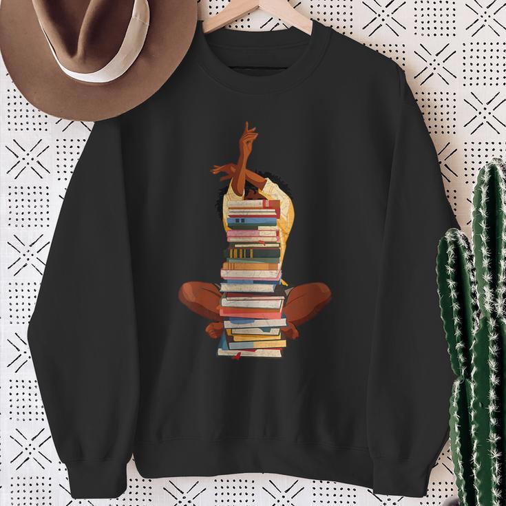 Woman And Books Stack Afro Girl Book Lover Sweatshirt Gifts for Old Women Woman And Books Stack Afro Girl Book Lover Sweatshirt Gifts for Old Women