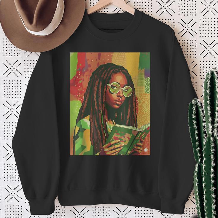 Women Reading Book Educated Black History Month Women Sweatshirt Gifts for Old Women