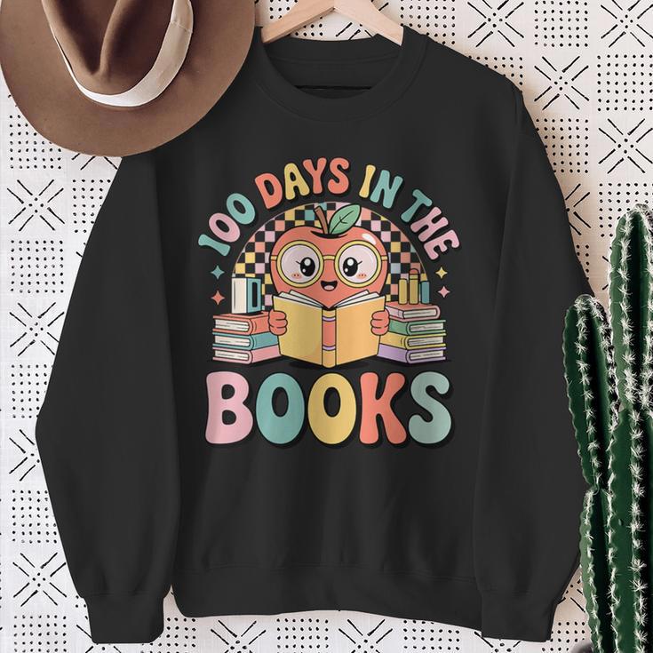 Women's 100 Days In The Books Cute Apple Reading School Sweatshirt Gifts for Old Women