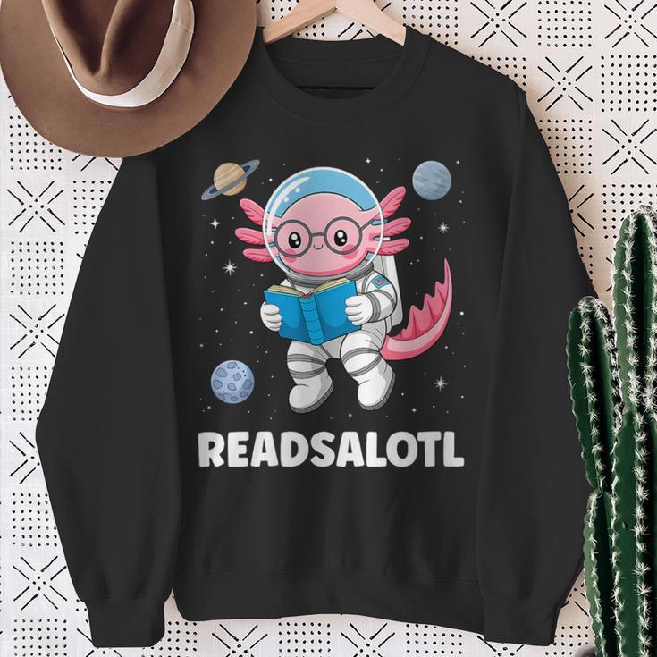Women's Axolotl Books Readsalotl Reading Bookworm Boys Girls Kids Sweatshirt Gifts for Old Women