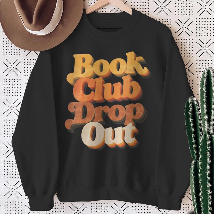 Women's Book Club Drop Out Bookish Retro 70s Book Lover Sweatshirt Gifts for Old Women