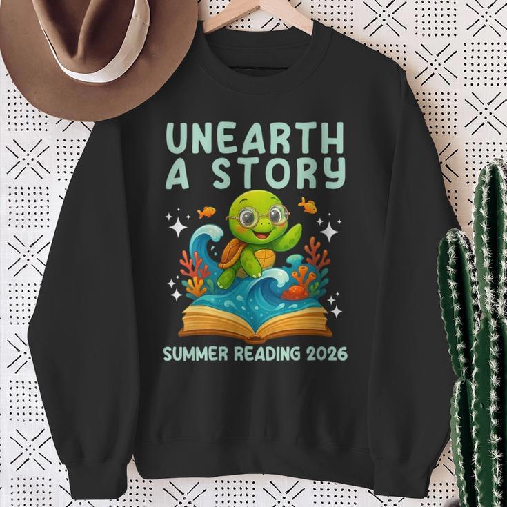Women's Book Sea Turtle Summer Reading 2026 Unearth a Story Sweatshirt Gifts for Old Women