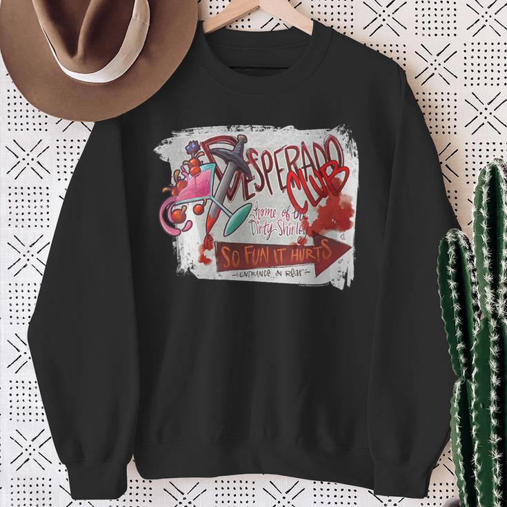 Women's DCC The Desperado Club So Fun It Hurts Graffiti Sign Book Sweatshirt Gifts for Old Women Women's DCC The Desperado Club So Fun It Hurts Graffiti Sign Book Sweatshirt Gifts for Old Women