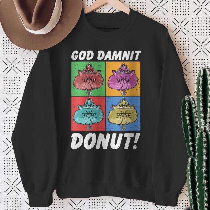Women's Dungeon Crawler Carl God Damnit Donut Cat Pop Art Book Sweatshirt Gifts for Old Women Women's Dungeon Crawler Carl God Damnit Donut Cat Pop Art Book Sweatshirt Gifts for Old Women