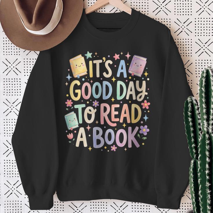 Women's It’s A Good Day To Read A Book Cute Teacher Reading Sweatshirt Gifts for Old Women