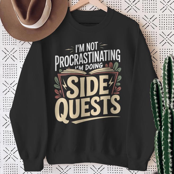 Women's Im Not Procrastinating Im Doing Side Quests Book Lover Sweatshirt Gifts for Old Women