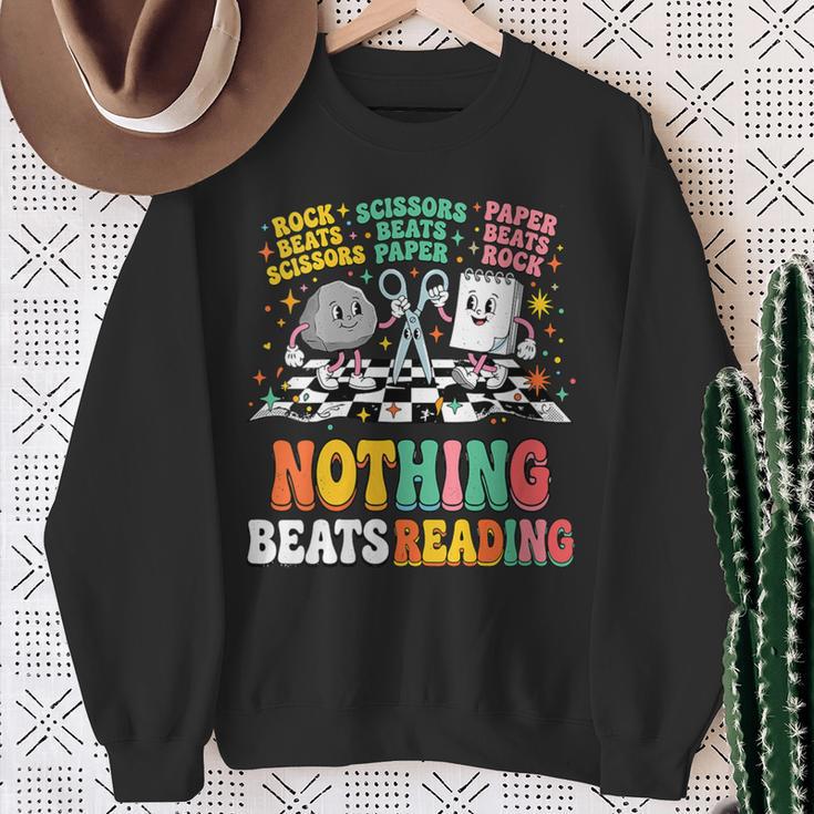 Women's Nothing Beats Reading Rock Paper Scissors Book Love Sweatshirt Gifts for Old Women Women's Nothing Beats Reading Rock Paper Scissors Book Love Sweatshirt Gifts for Old Women