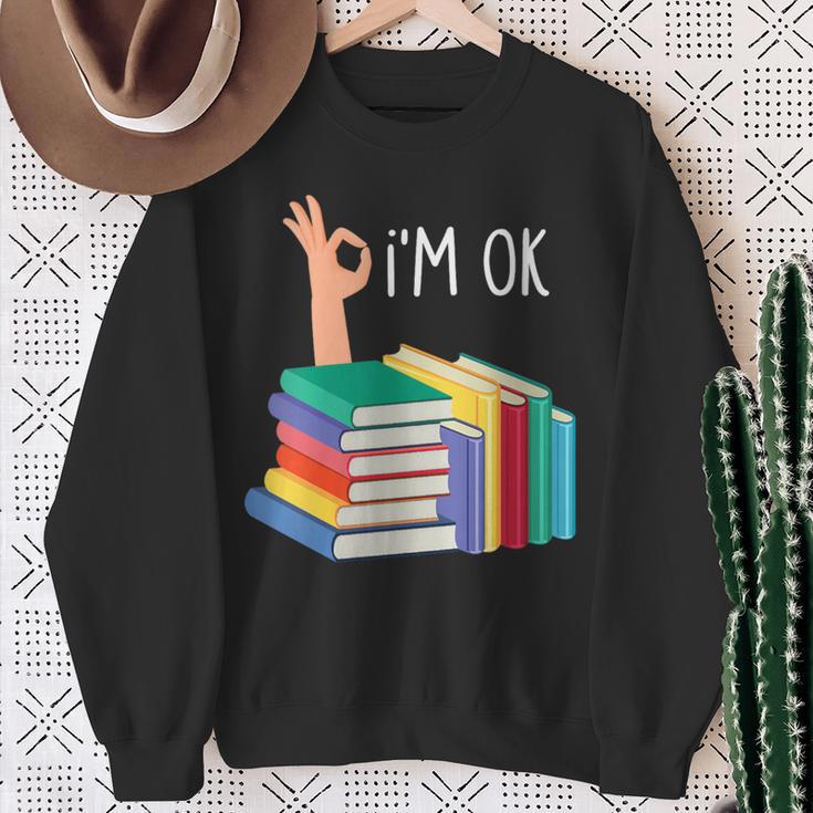 Women's Reading Books Librarian Reader Nerd I'm Ok Sweatshirt Gifts for Old Women