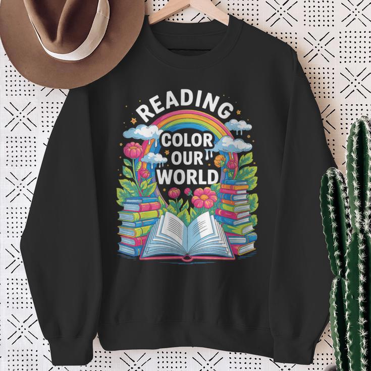 Women's Reading Colors Our World Rainbow Books Kids Sweatshirt Gifts for Old Women