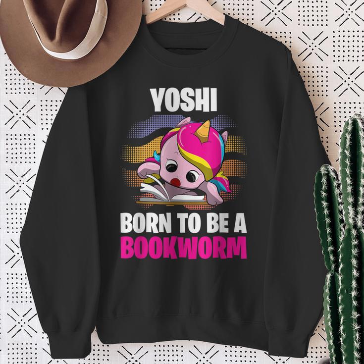 Yoshi Born To Be A Bookworm Personalized Sweatshirt Gifts for Old Women
