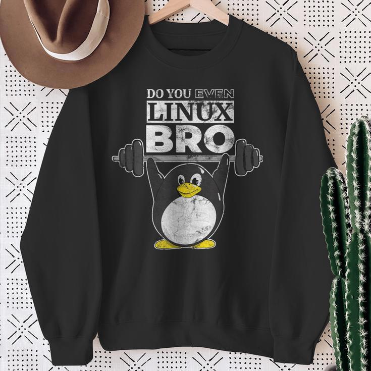 あなたもlinuxのbro Linuxのペンギンは、重量を持ち上げるか スウェットシャツ 年配の女性への贈り物
