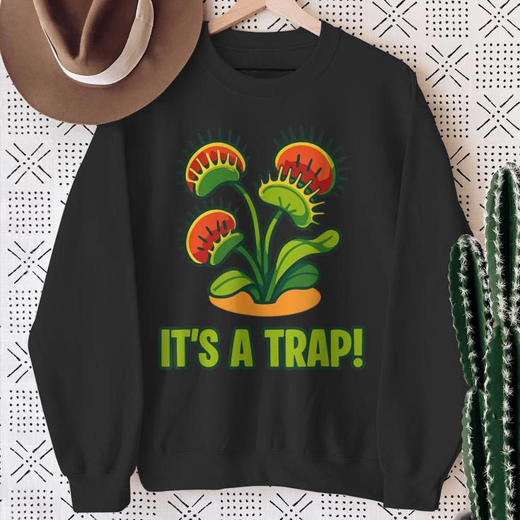 おもしろハエトリグサ It's A Trap 食虫植物 ボタニカル スウェットシャツ 年配の女性への贈り物