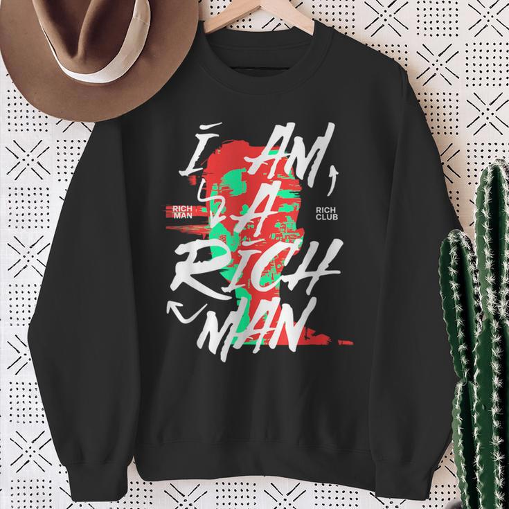 かわいいグラフィック「I Am A Rich Man」 スウェットシャツ 年配の女性への贈り物