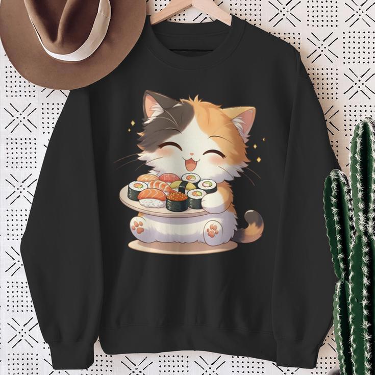 わがまま猫 寿司ねこ ラーメン好き かわいい おもしろ マンガ 長袖tシャツ スウェットシャツ 年配の女性への贈り物
