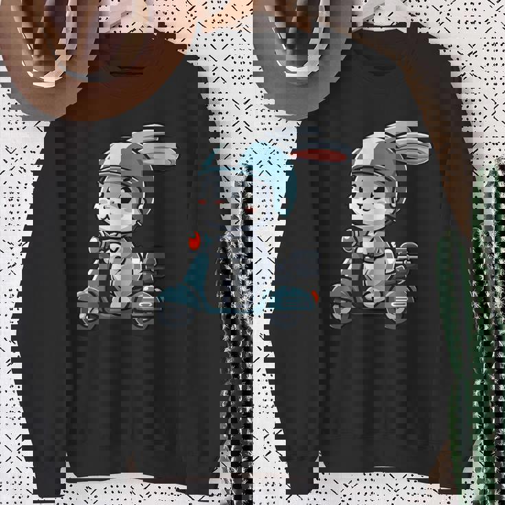 ウサギ スクーター ペット 面白い オートバイ スウェットシャツ 年配の女性への贈り物