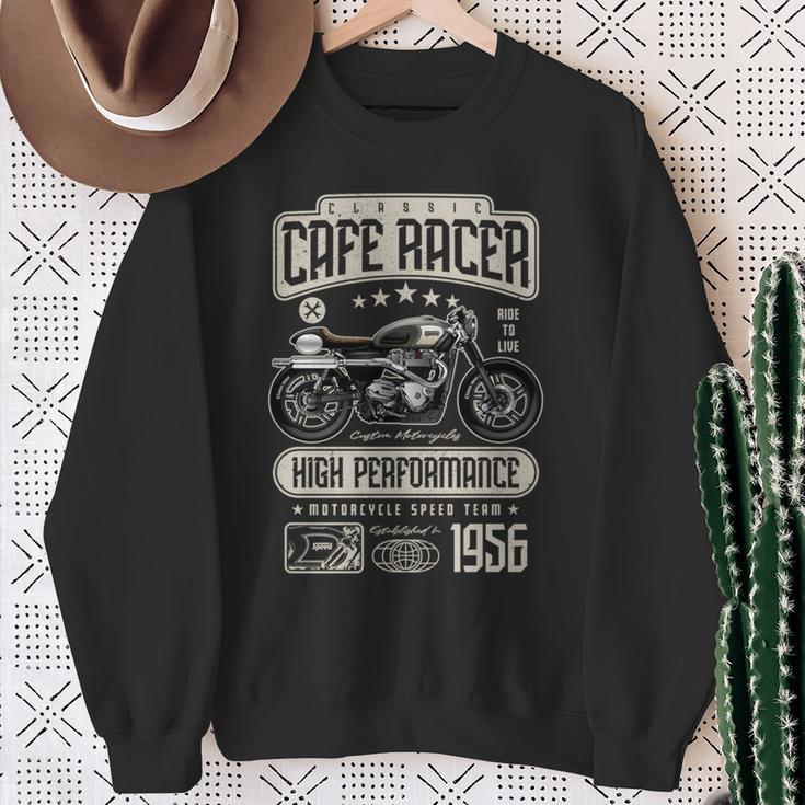 カフェ レーサー バイクの誕生日 1956 年生まれのバイカー 長袖tシャツ スウェットシャツ 年配の女性への贈り物