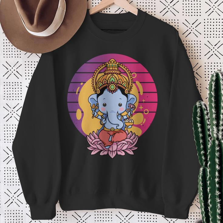 ガネーシャ 象 ヒンドゥー教の神 ガネーシャ 河合主 ガネーシャ 長袖tシャツ スウェットシャツ 年配の女性への贈り物