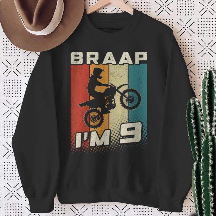 キッズ Braap I'm 9 ダートバイク 誕生日 9 Mx 9歳の誕生日 モトクロス スウェットシャツ 年配の女性への贈り物