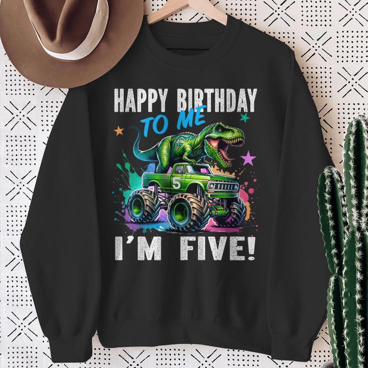 キッズ ハッピーモンスタートラックがテーマの5歳の誕生日 5歳 男の子 5歳 スウェットシャツ 年配の女性への贈り物