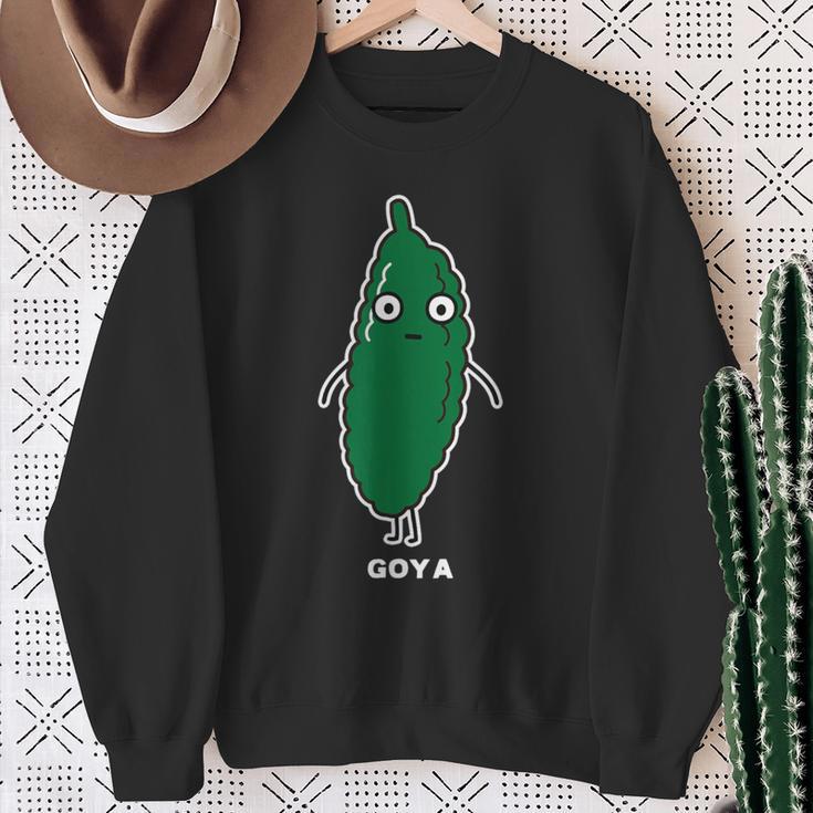 ゴーヤ ゴーヤー 顔 イラスト かわいい おもしろ 面白い 簡単 シンプル ゆるい 野菜 スウェットシャツ 年配の女性への贈り物