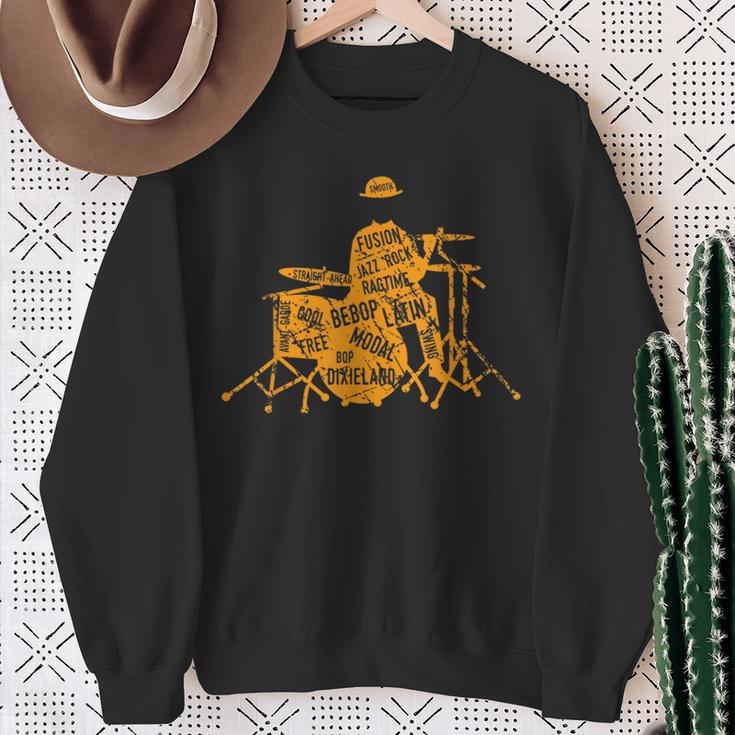 ジャズジャンル付きジャズドラマーtシャツ スウェットシャツ 年配の女性への贈り物