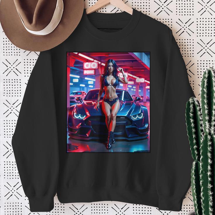 セクシーガールグラフィックtシャツ セクシーピンナップモデル&エキゾチックカー スウェットシャツ 年配の女性への贈り物